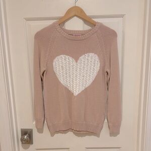 Women’s Pink Lily heart sweater size S. Little girls matching available.